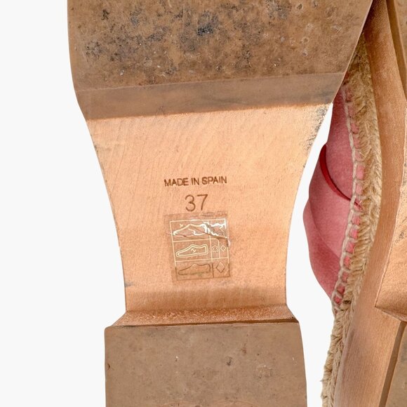 Chanel Turnlock CC Clog Mules Size 37 US 6-6.5 Pink Suede Espadrille Block Heel - Picture 13 of 15